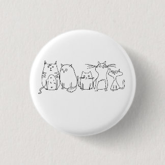 Cat gang Line Art Cartoon illustration 3 Cm Round Badge