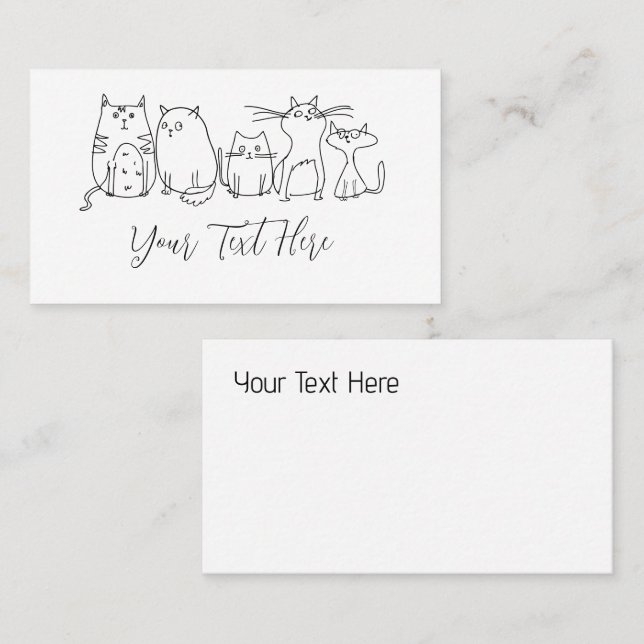 Cat gang Line Art Cartoon illustration Business Card (Front/Back)