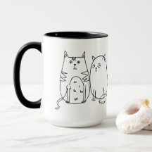 Cat gang Line Art Cartoon illustration