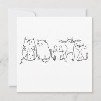 Cat gang Line Art Cartoon illustration