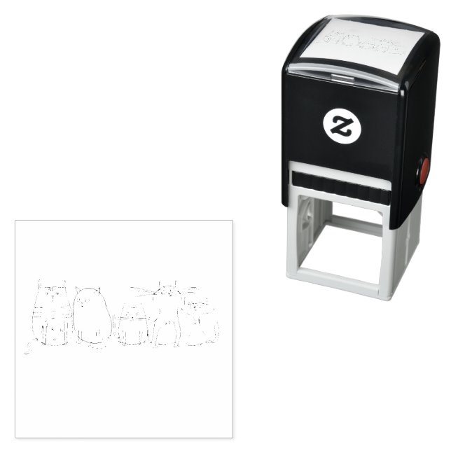 Cat gang Line Art Cartoon illustration Self-inking Stamp (In Situ)
