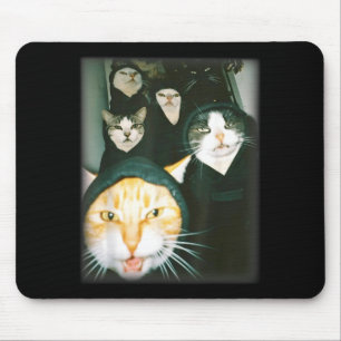 Cat Gang Meme Funny Chaotic Cats Unhinged Feline H Mouse Mat