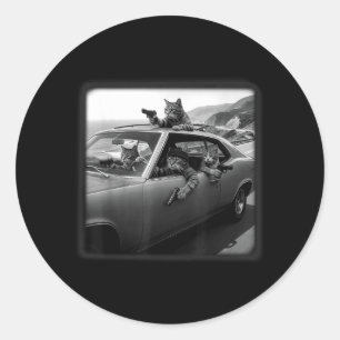 Cat Gang Meme Silly Cat Meme Trendy Funny Ghetto Classic Round Sticker