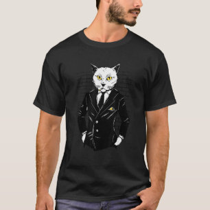 Cat Gangster Cat Wearing A Suit Cat Film Parody T-Shirt