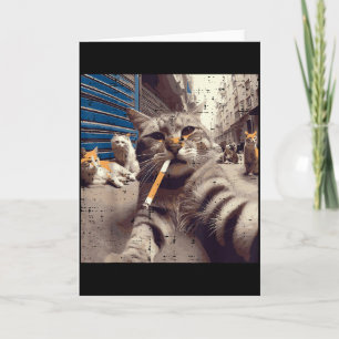 Cat Gangster Street Cats Selfie Funny Meme Humor M Card