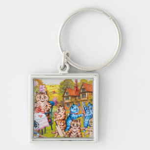 Cat Garden Party Key Ring