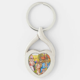 Cat Garden Party Key Ring