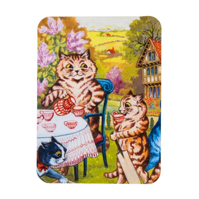 Cat Garden Party Magnet (Vertical)