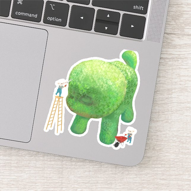 Cat Gardeners and Green Animal Bush (Detail)