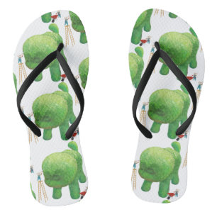 Cat Gardeners and Green Animal Bush Flip Flops
