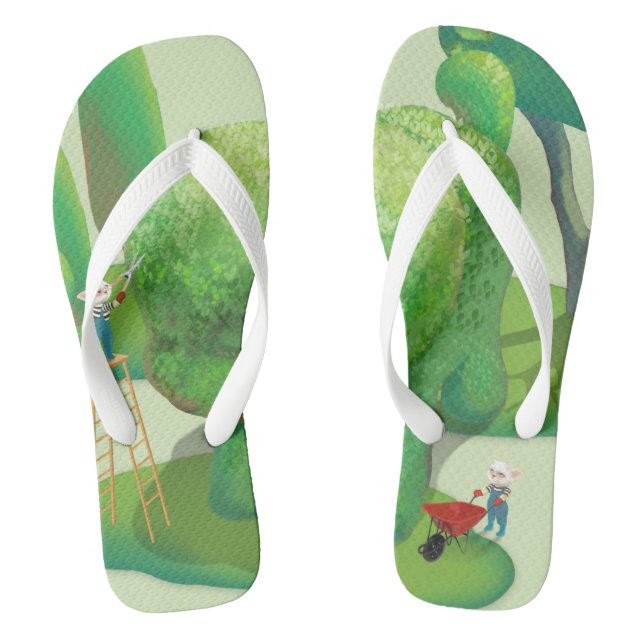 Cat Gardeners and Green Animal Bush Flip Flops (Footbed)