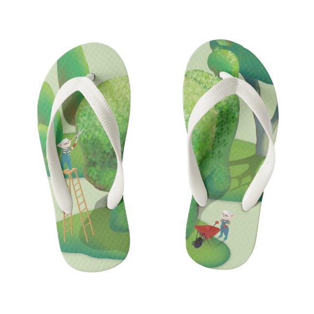 Cat Gardeners and Green Animal Bush Kid's Flip Flops (Footbed)