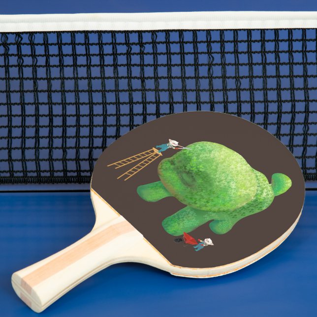 Cat Gardeners and Green Animal Bush Ping Pong Paddle (Insitu)