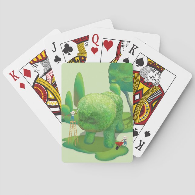 Cat Gardeners and Green Animal Bush Playing Cards (Back)