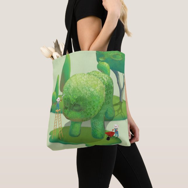 Cat Gardeners and Green Animal Bush Tote Bag (Close Up)