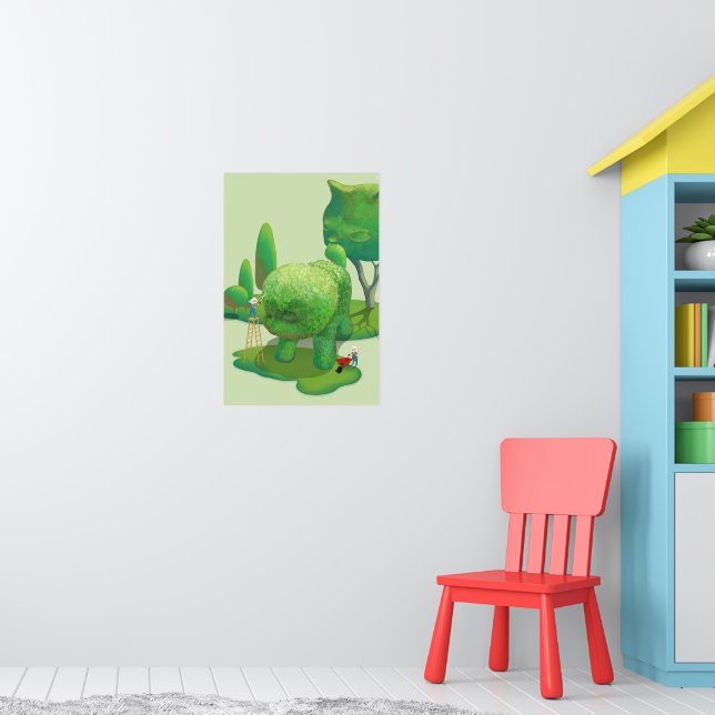 Cat Gardeners Green Topiary Animal Surreal Poster (Nursery 1)
