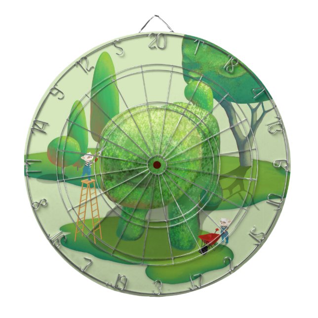 Cat Gardeners: Topiary Puppy Green Thumb Art Dartboard (Front)
