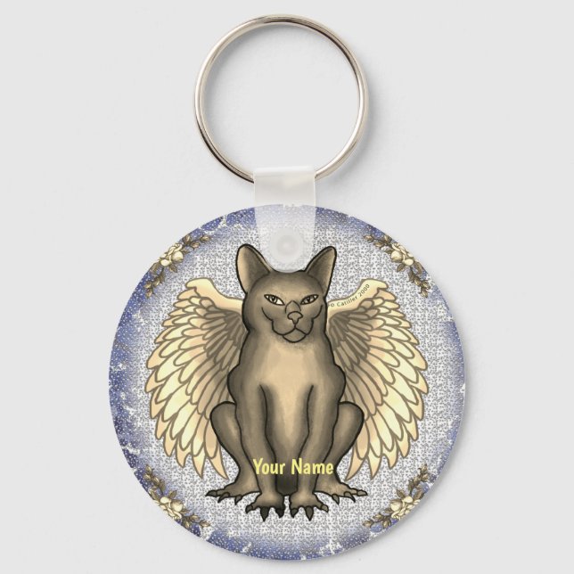 Cat gargoyle  Keychain  (Front)