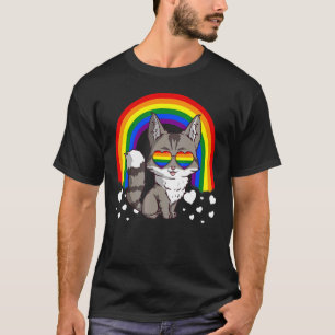 Cat Gay Pride Lgbt Rainbow Sunglasses 1 T-Shirt