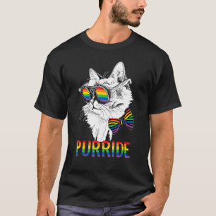 Cat Gay Pride Rainbow Sunglasses Lgbtq Lgbt T-Shirt