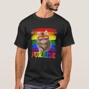 Cat Gay Pride Rainbow Sunglasses Lgbtq Purride T-Shirt
