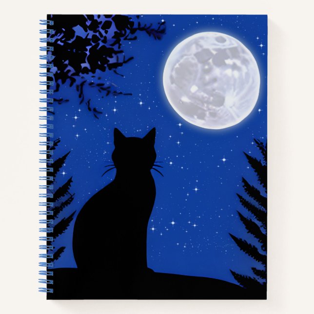 Cat Gazing at the Full Moon Journal (Front)