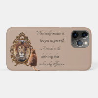 Cat Gazing Mirror Lion Inspirational Text Vintage