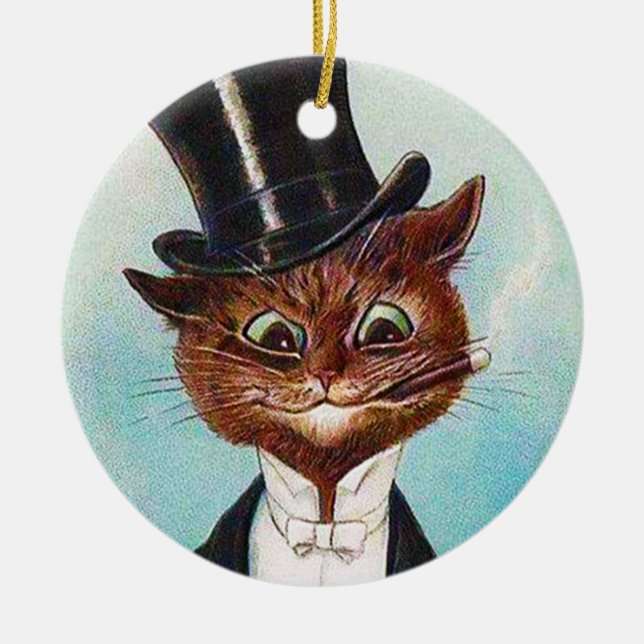 Cat Gentleman, Louis Wain Ceramic Tree Decoration (Front)