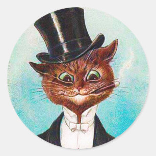 Cat Gentleman, Louis Wain Classic Round Sticker