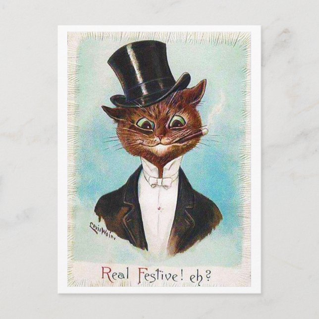Cat Gentleman, Louis Wain Postcard (Front)