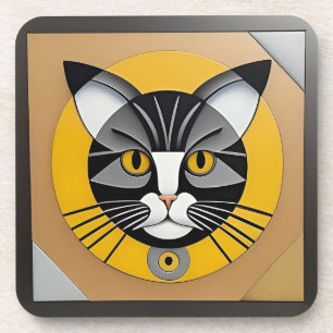 Cat Geometric Artwork Coaster