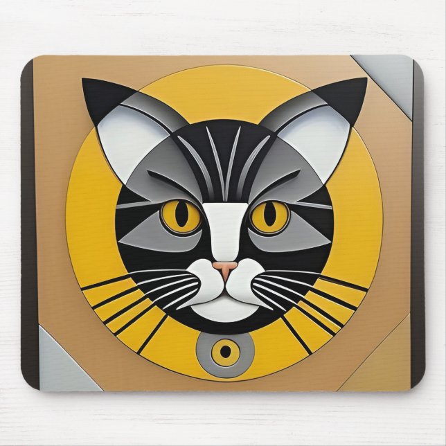 Cat Geometric Artwork Mouse Mat (Front)