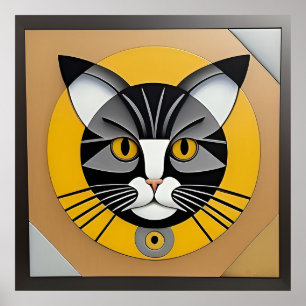 Cat Geometric Artwork Poster