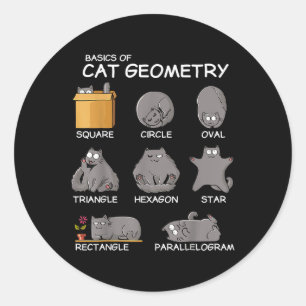 Cat Geometry Math Funny Cat Gifts For Cat Dad, Cat Classic Round Sticker