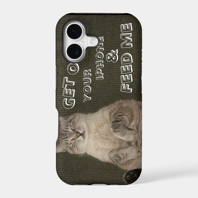 Cat "GET OFF YOUR IPHONE & FEED ME" iPhone 5 Case (Back)