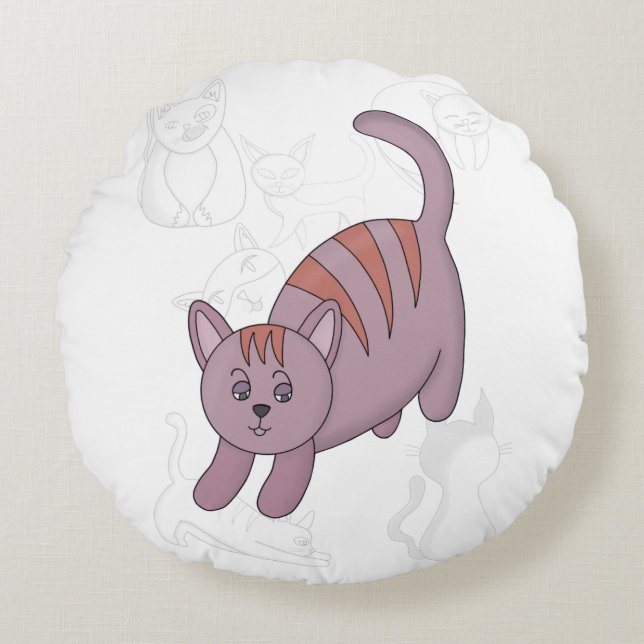 Cat getting ready to jump duvet cover round cushion (Front)