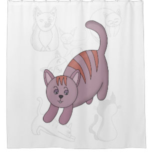 Cat getting ready to jump duvet cover shower curtain