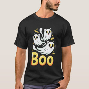 CAT Ghost Boo Cute Kitty Cats Lover Halloween Wome T-Shirt