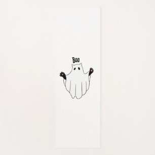 Cat Ghost Boo Halloween Funny Spooky Black Cat Yoga Mat