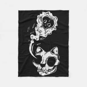 Cat Ghost Lazy Halloween Costume Fun Kitten Skull Fleece Blanket