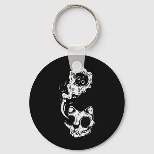 Cat Ghost Lazy Halloween Costume Fun Kitten Skull Key Ring