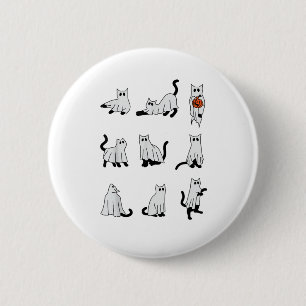 Cat Ghost Spooky Cute Halloween for Men Women Kids 6 Cm Round Badge