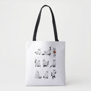 Cat Ghost Spooky Cute Halloween for Men Women Kids Tote Bag