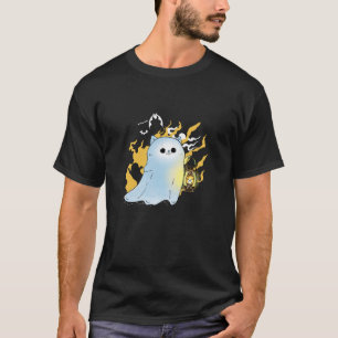 Cat Ghost With Lantern Phantom Spook Halloween Lon T-Shirt