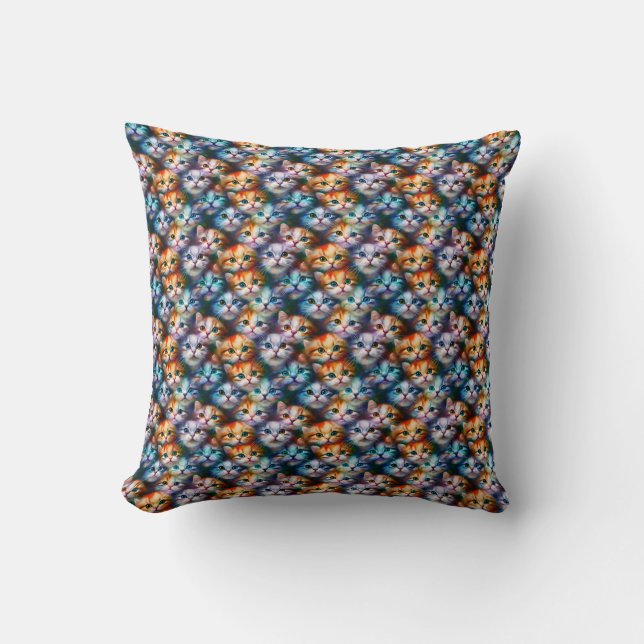 Cat Gift | Cute Cat Faces Cushion (Front)