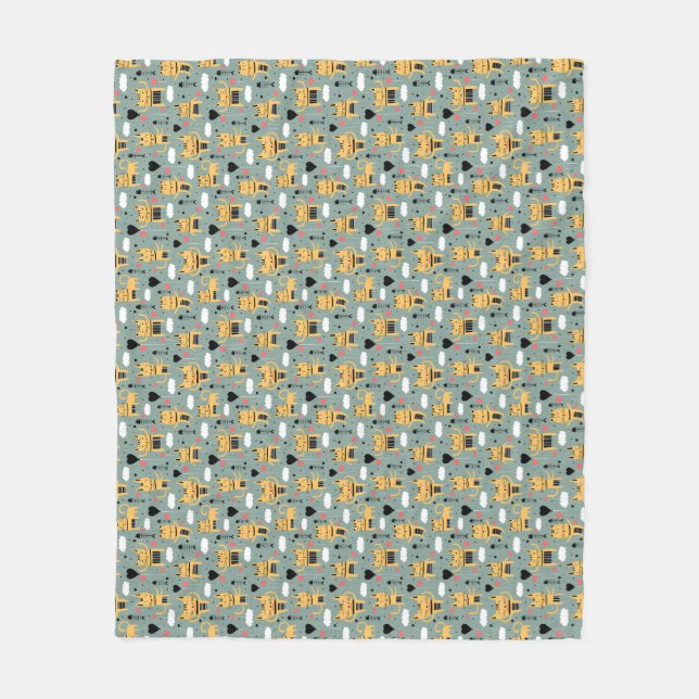 Cat Gift | Cute Cat Pattern Childish Fleece Blanket (Front)