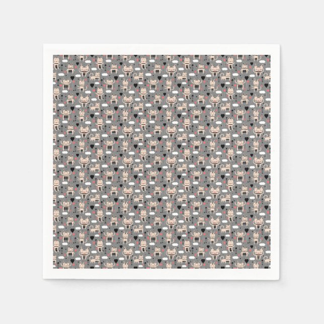 Cat Gift | Cute Cat Pattern Childish Napkin (Front)