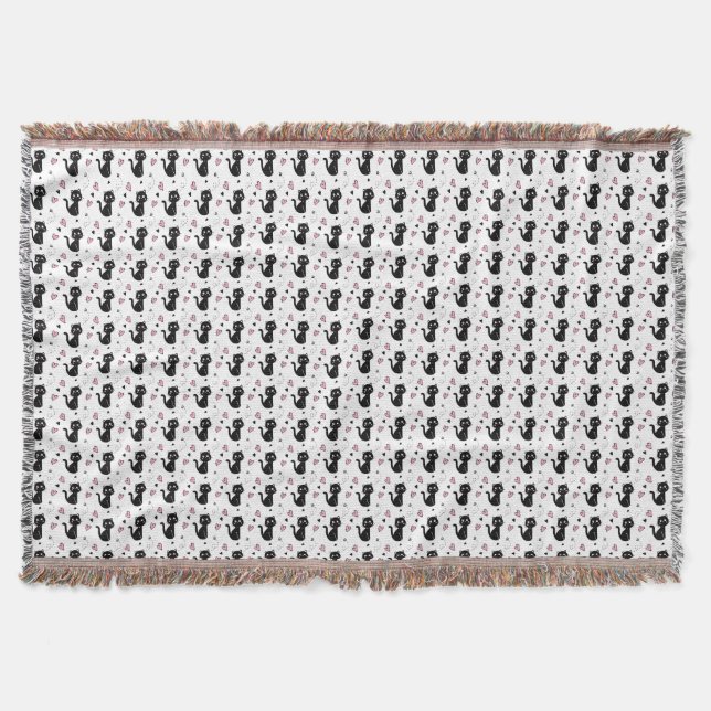 Cat Gift | Cute Cat Pattern Seamless Background Throw Blanket (Front)