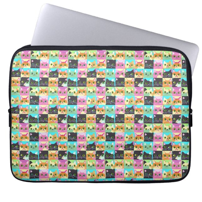 Cat Gift | Cute Kawaii Cat Pattern Laptop Sleeve (Front)