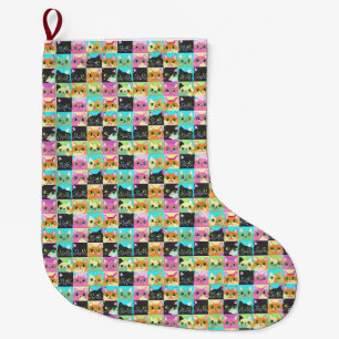 Cat Gift Cute Kawaii Cat Pattern Large Christmas Stocking